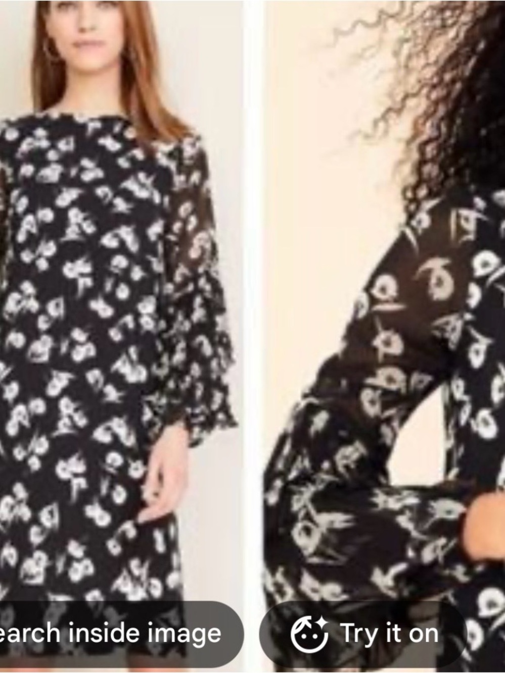 🩷 Ann Taylor Black and White Floral Tiered-Sleeve Dress sz 8. Beautiful Sleeves